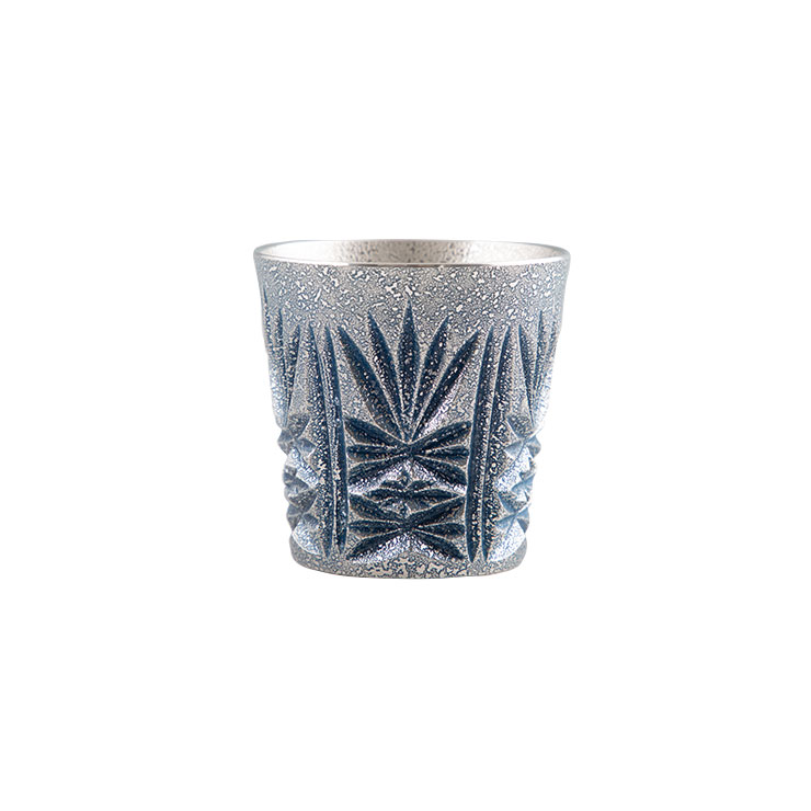 薩摩錫器 錫 切子グラス 120ml イブシ加工 桐箱入り 岩切美巧堂【錫器 錫 タンブラー コップ 酒器 食器 鹿児島県 伝統工芸品 日本製】 藍