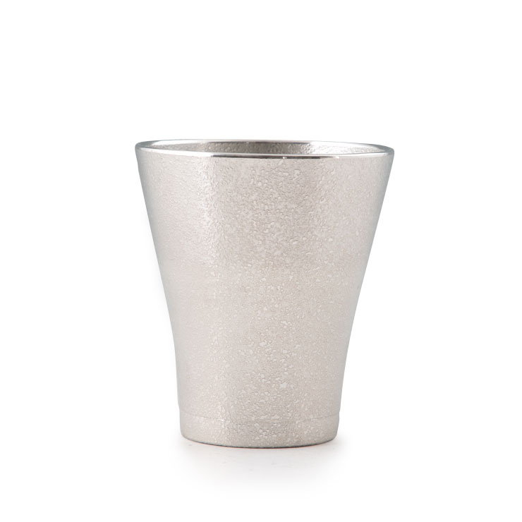 薩摩錫器 フリーカップゼロ 260ml 吹雪加工 桐箱入り 岩切美巧堂 77A-1【錫器 錫 タンブラー コップ 酒器 食器 鹿児島県 伝統工芸品 日本製】