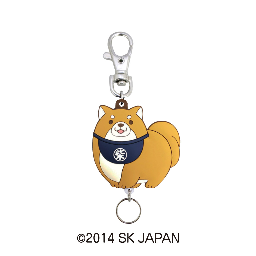 忠犬もちしば ラバリールキーホルダー エスケイジャパン【キーホルダー リールキー リール付き 鍵 パスケース ストラップ】 立ちポーズ