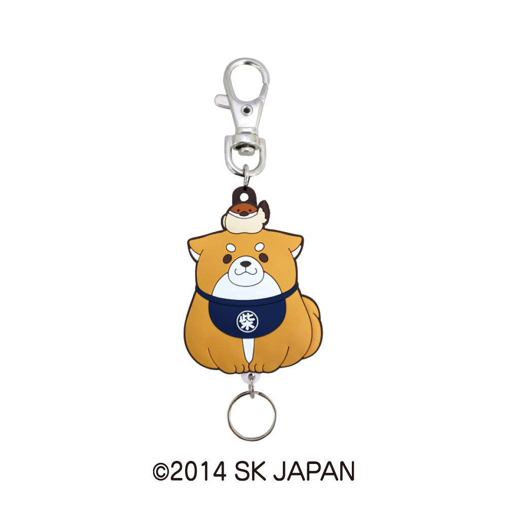忠犬もちしば ラバリールキーホルダー エスケイジャパン【キーホルダー リールキー リール付き 鍵 パスケース ストラップ】 おかか