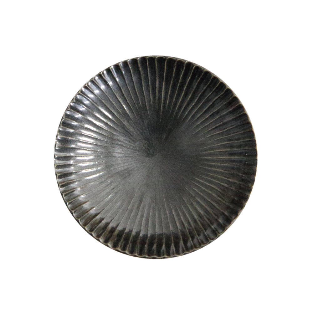 しのぎ 大皿 波佐見焼 藍花【大皿 磁器 和食器 日本製】 黒釉