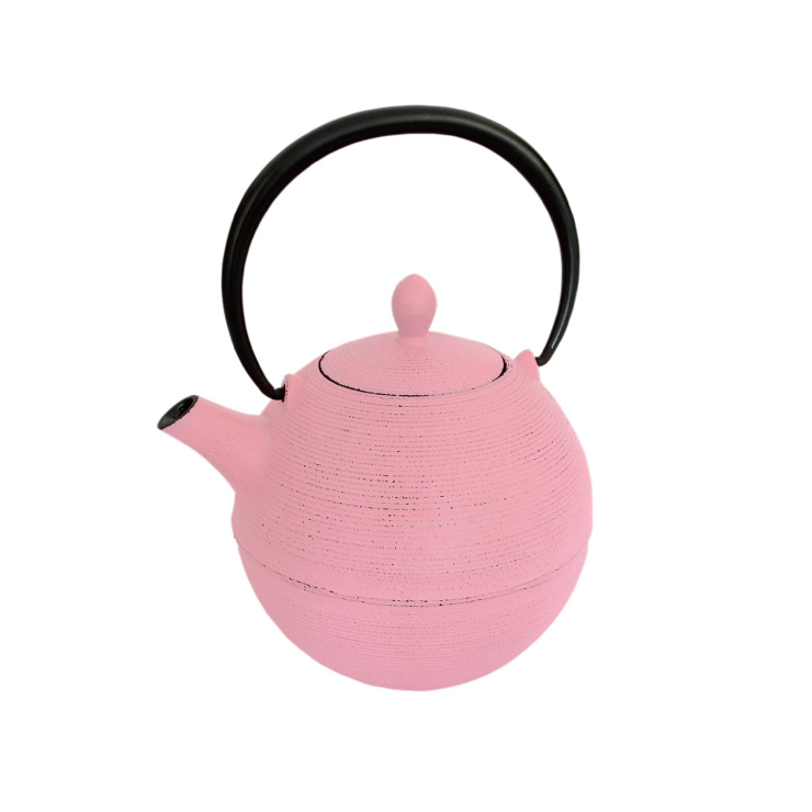 岩鋳 日の丸 鉄急須 カラー 600ml 茶こし付き 藍花 南部鉄器【南部鉄 急須 茶道具 茶漉し 内面ホーロー加工 日本製】 ピンク