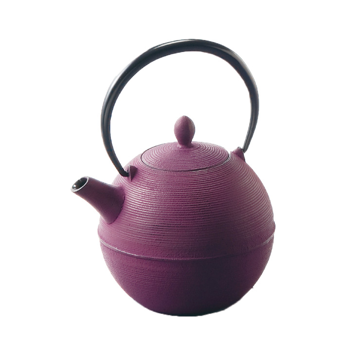 岩鋳 日の丸 鉄急須 カラー 600ml 茶こし付き 藍花 南部鉄器【南部鉄 急須 茶道具 茶漉し 内面ホーロー加工 日本製】 ダークパープル