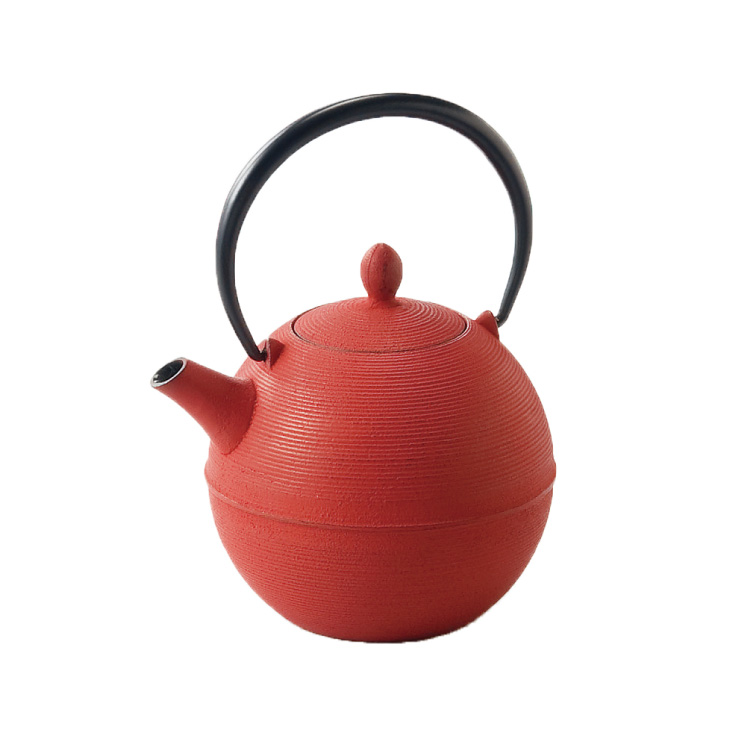 岩鋳 日の丸 鉄急須 カラー 600ml 茶こし付き 藍花 南部鉄器【南部鉄 急須 茶道具 茶漉し 内面ホーロー加工 日本製】 茜