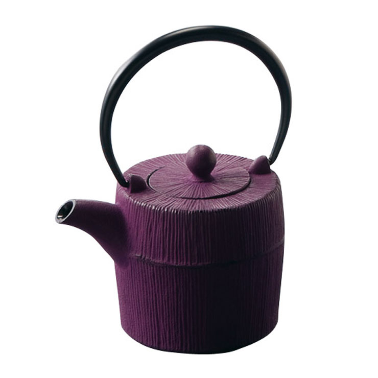 岩鋳 朝日 鉄急須 カラー 450ml 茶こし付き 藍花 南部鉄器【南部鉄瓶 急須 茶道具 日本製】 ダークパープル