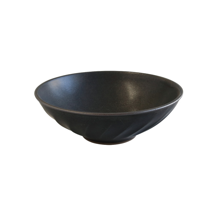 波佐見焼 窯変 ねじり大鉢 19cm 藍花【大鉢 鉢 どんぶり 丼 丸 ボウル お皿 食器 和食器 日本製】 黒