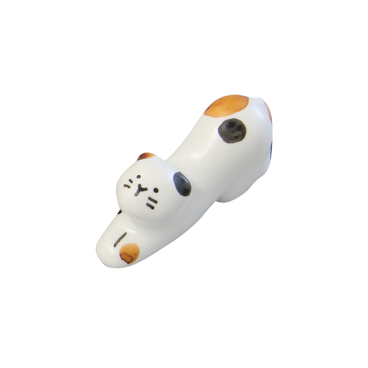 ねこ 箸置き 波佐見焼 藍花【猫 箸置 動物 白猫 黒猫 三毛猫 トラ猫 グレー猫 猫グッズ カトラリーレスト 日本製】みけ