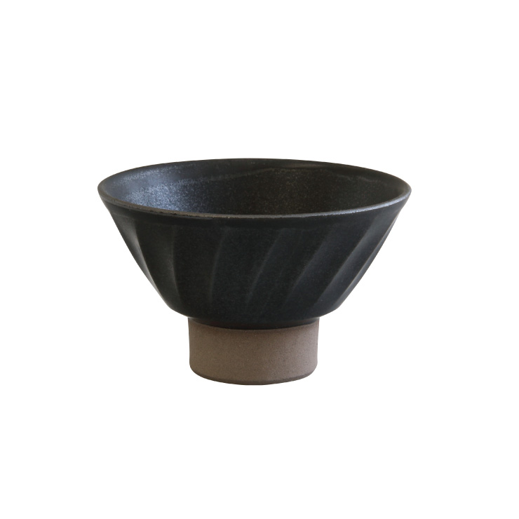 波佐見焼 窯変 ねじり飯椀 藍花【くらわんか碗 ごはん茶碗 お茶碗 和食器 日本製】 黒釉