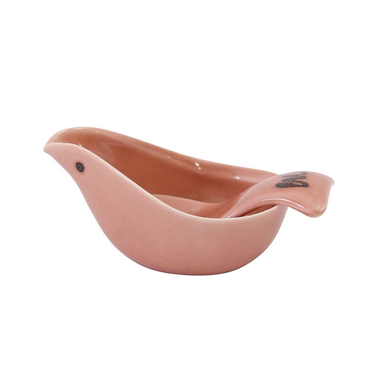 波佐見焼 ことり ソースポット&スプーン【ソース入れ ドレッシング ポット 調味料入れ シュガーポット 砂糖入れ 小鉢 片口 食器 容器 磁器 日本製 食洗機対応 電子レンジOK】 ピンク