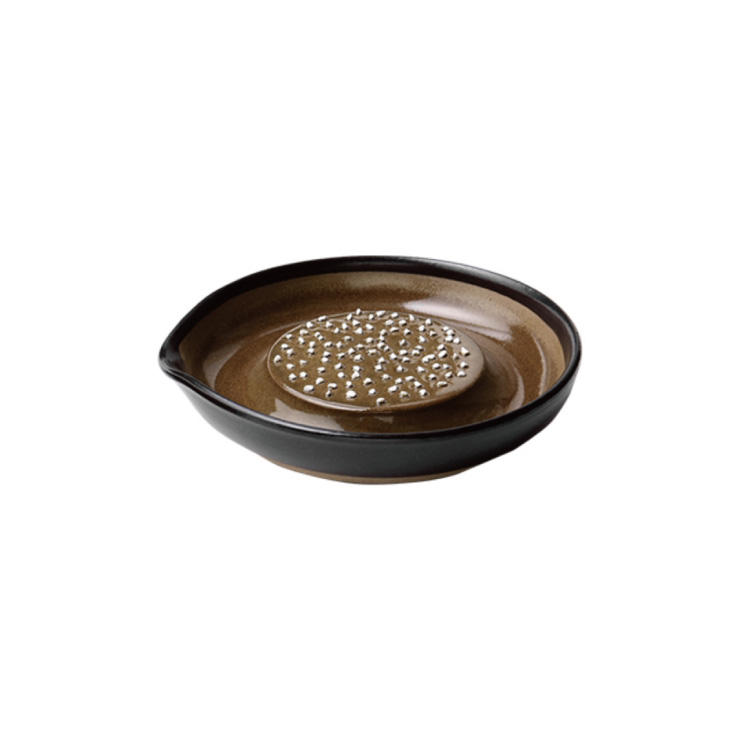 もとしげ おろし器 中 15cm 元重製陶所 石見焼【大根おろし 滑り止め 陶器 調理ツール 電子レンジ対応 食洗機対応 日本製】 黒マット