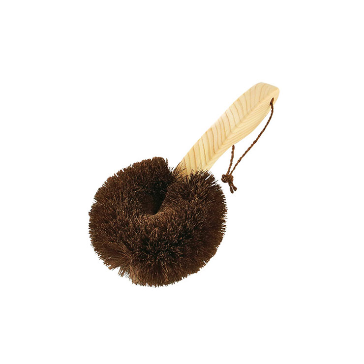 高田耕造商店 しゅろのやさしいたわし からだ用 檜柄 短【ボディブラシ 背中 ショートハンドル 柄付き 棕櫚 たわし 体 洗い お風呂グッズ 日本製】