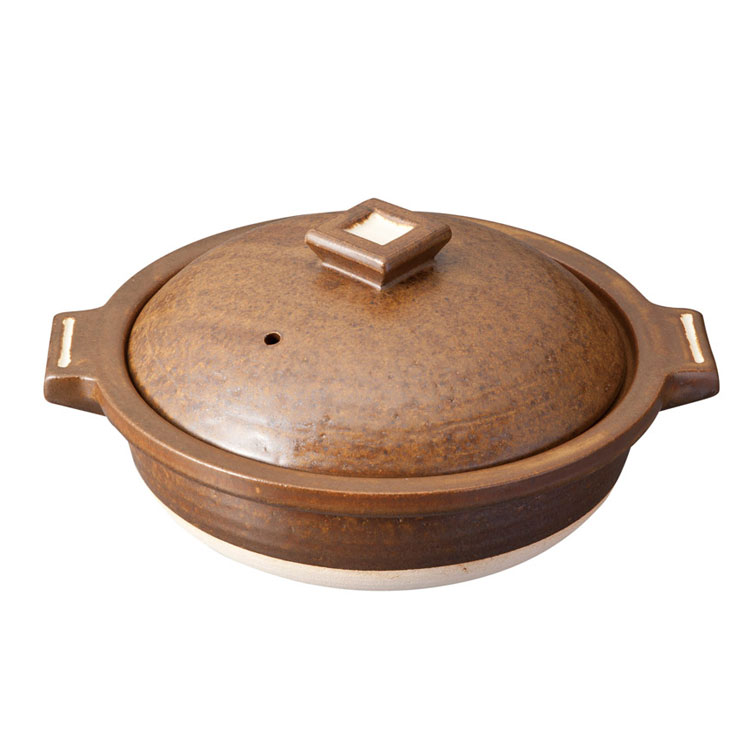 ハングアウト 4人用鍋 2500ml 土鍋 信楽焼 Hangout Hg-1【卓上鍋 両手鍋 陶器 四人用 鍋 オーブン調理 日本製 信楽】