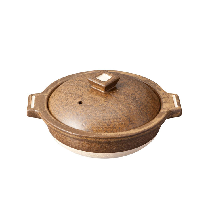 ハングアウト 2人用鍋 1200ml 土鍋 信楽焼 Hangout Hg-2【卓上鍋 両手鍋 陶器 二人用 鍋 オーブン調理 日本製 信楽】