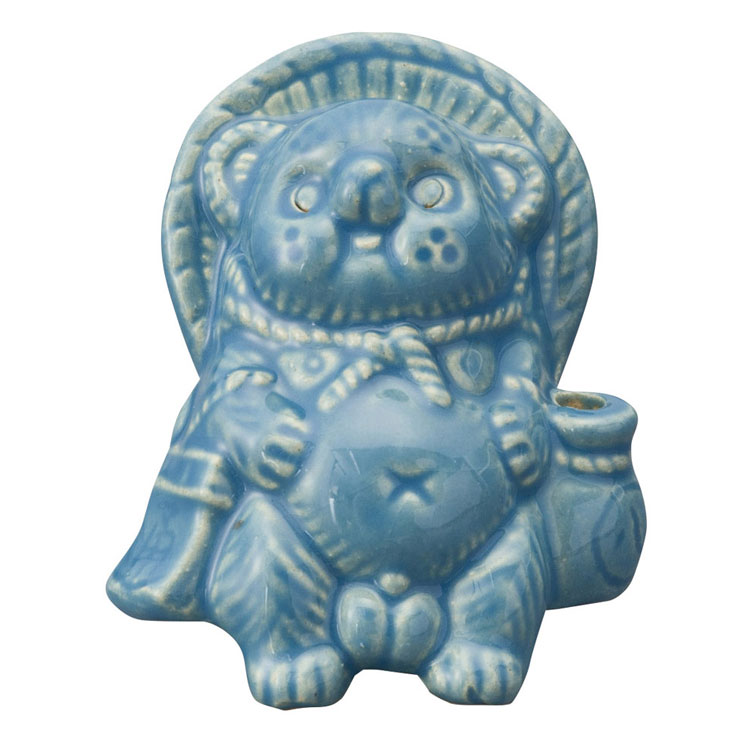 信楽焼 Tanutanu 腰掛けミニたぬき ヤマ庄陶器【狸 オス メス ミニ 置物 陶器 カラー 日本製 信楽】 ブルー（オス）