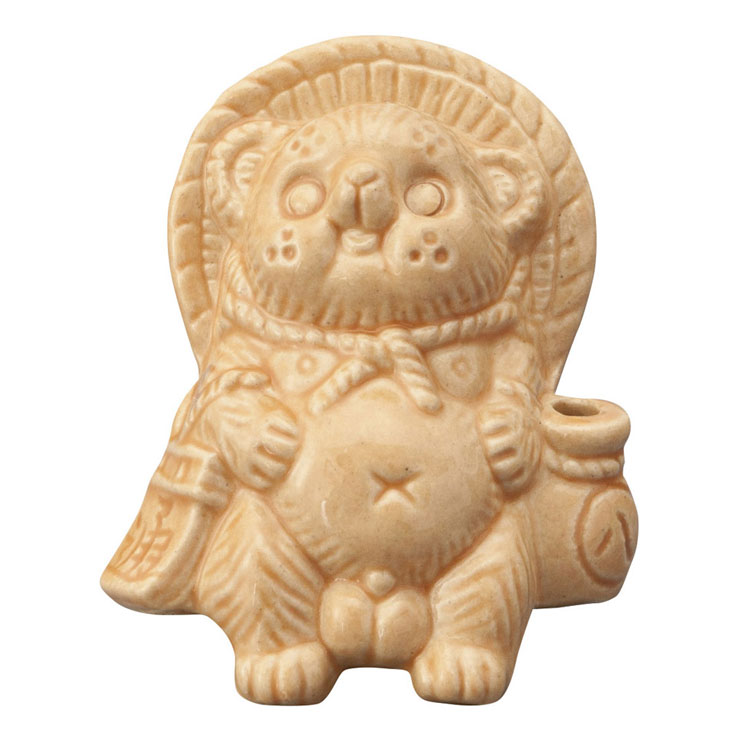 信楽焼 Tanutanu 腰掛けミニたぬき ヤマ庄陶器【狸 オス メス ミニ 置物 陶器 カラー 日本製 信楽】 オレンジ（オス）