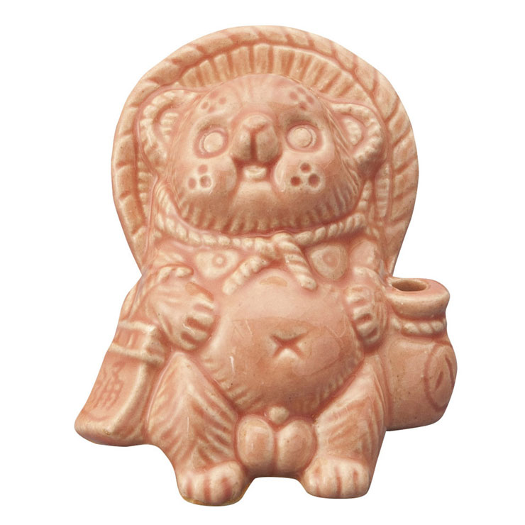 信楽焼 Tanutanu 腰掛けミニたぬき ヤマ庄陶器【狸 オス メス ミニ 置物 陶器 カラー 日本製 信楽】 ピンク（オス）