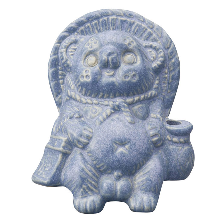 信楽焼 Tanutanu 腰掛けミニたぬき ヤマ庄陶器【狸 オス メス ミニ 置物 陶器 カラー 日本製 信楽】 パープル（オス）