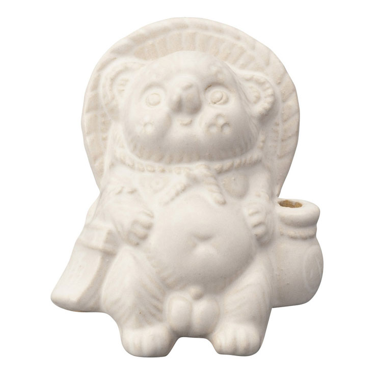 信楽焼 Tanutanu 腰掛けミニたぬき ヤマ庄陶器【狸 オス メス ミニ 置物 陶器 カラー 日本製 信楽】 ホワイト（オス）