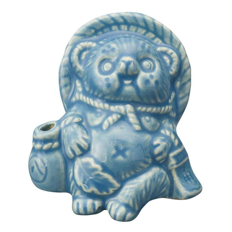 信楽焼 Tanutanu 腰掛けミニたぬき ヤマ庄陶器【狸 オス メス ミニ 置物 陶器 カラー 日本製 信楽】 ブルー（メス）