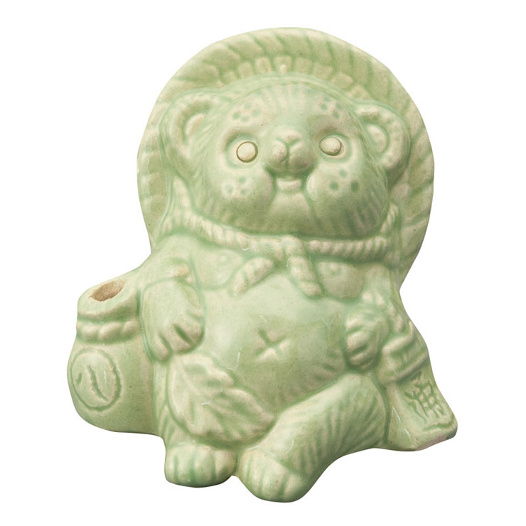 信楽焼 Tanutanu 腰掛けミニたぬき ヤマ庄陶器【狸 オス メス ミニ 置物 陶器 カラー 日本製 信楽】 グリーン（メス）