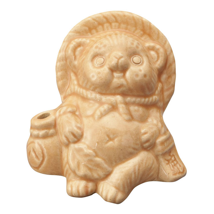 信楽焼 Tanutanu 腰掛けミニたぬき ヤマ庄陶器【狸 オス メス ミニ 置物 陶器 カラー 日本製 信楽】 オレンジ（メス）