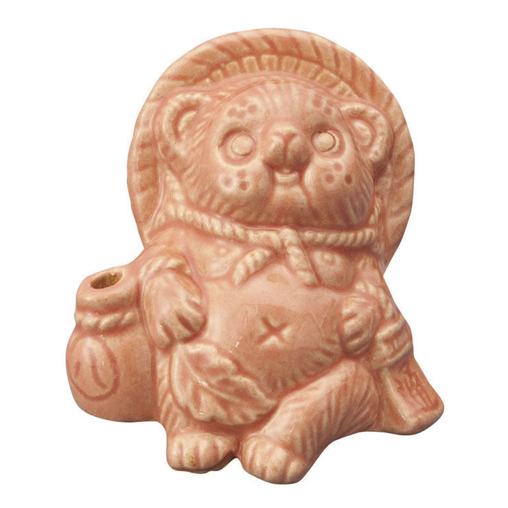 信楽焼 Tanutanu 腰掛けミニたぬき ヤマ庄陶器【狸 オス メス ミニ 置物 陶器 カラー 日本製 信楽】 ピンク（メス）