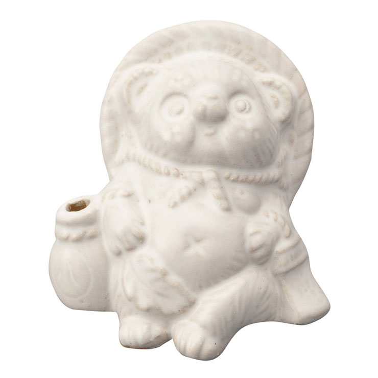 信楽焼 Tanutanu 腰掛けミニたぬき ヤマ庄陶器【狸 オス メス ミニ 置物 陶器 カラー 日本製 信楽】 ホワイト（メス）