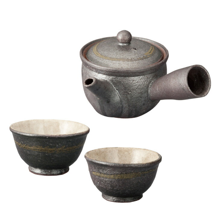 信楽焼 Sumi-iro ふたり茶器 急須 湯呑み ペアセット【湯呑 ペア 陶器 急須 湯呑みセット 湯呑み茶碗 日本製 信楽】