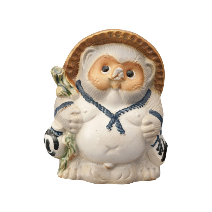 信楽焼 たぬき Re Tanuki 15cm 5寸 ヤマ庄陶器【狸 置物 陶器 カラー 日本製 信楽】 グレー