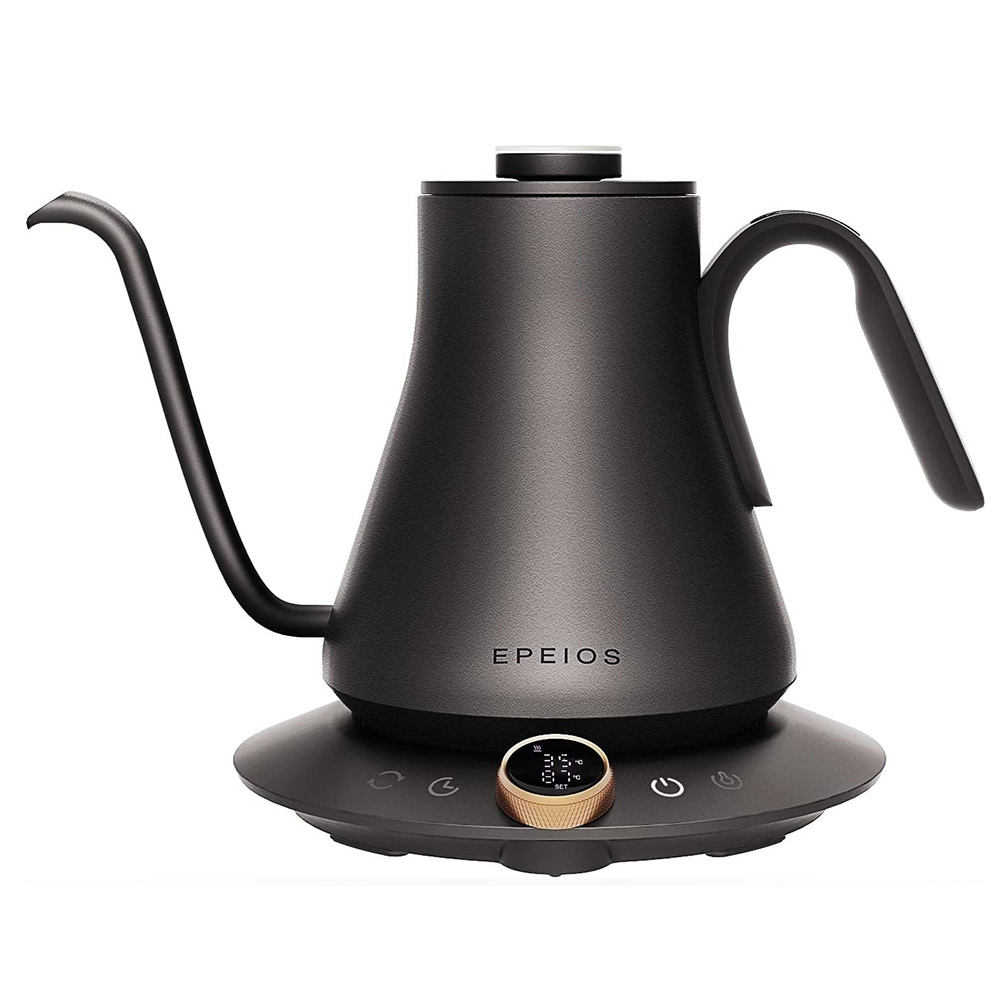 エペイオス 電気 ドリップケトル 温度調節 保温機能付き 900ml EPEIOS EPCP001【電気ケトル 細口 保温 コーヒーケトル 電気 ステンレス 断熱構造 コーヒードリップ ケトル キッチン家電】ブラック