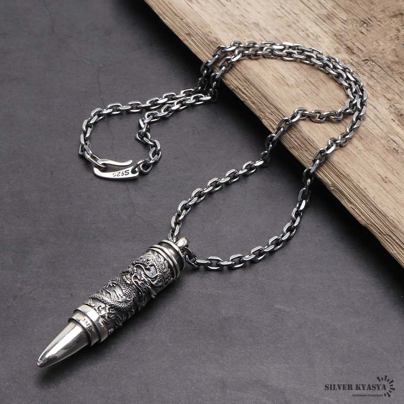 シルバー925 弾丸ペンダント [ns237-cs030-3mm-50cm]